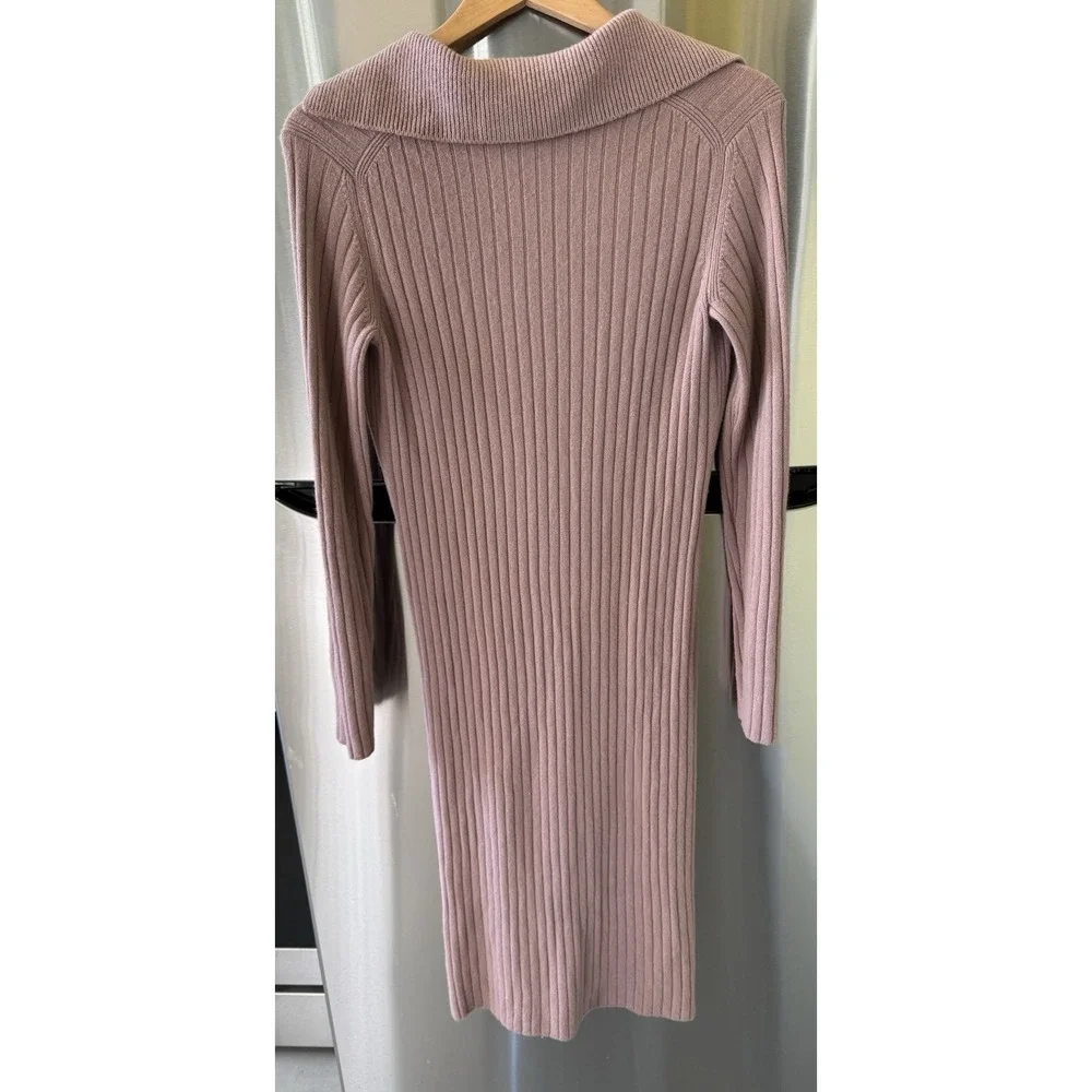 Vince Cashmere Ribbed Knit Sweater Dress Size S Mauve - Picture 3 of 4